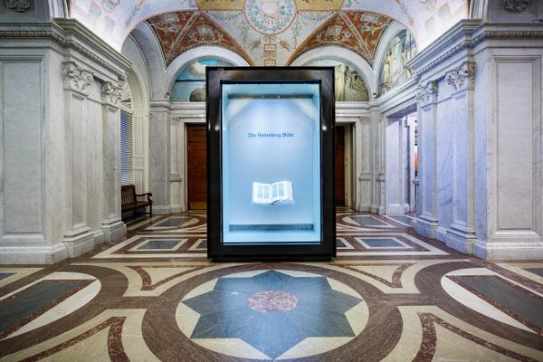 Gutenberg Bible on display at the Library of Congress.