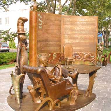 Dr Seuss, Cat in the Hat, and a book with lines from Oh The Places You&#8217;ll Go.