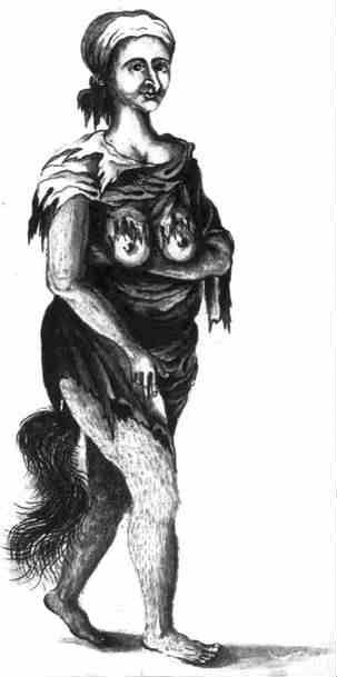 The "horse-woman" who supposedly kept a soldier from his post in 1706 was drawn according to the description from the accused.