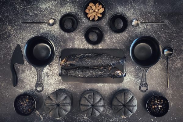 Developed by Farrell Monaco, our Black Banquet included dark loaves of bread, beans, dates, and fish—all inspired by an ancient tombstone.