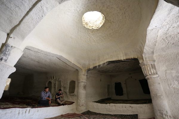 Inside the underground mosque of Shakpak-Ata.