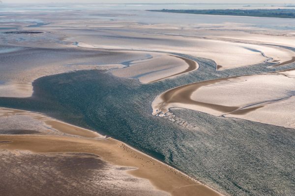 Tidal flats in Denmark’s Wadden Sea National Park show what the land on the edge of the North Sea looks like today.